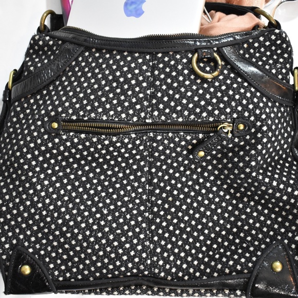 J.Crew Tweed Navy Handbag With Leather Strap - Picture 5 of 7